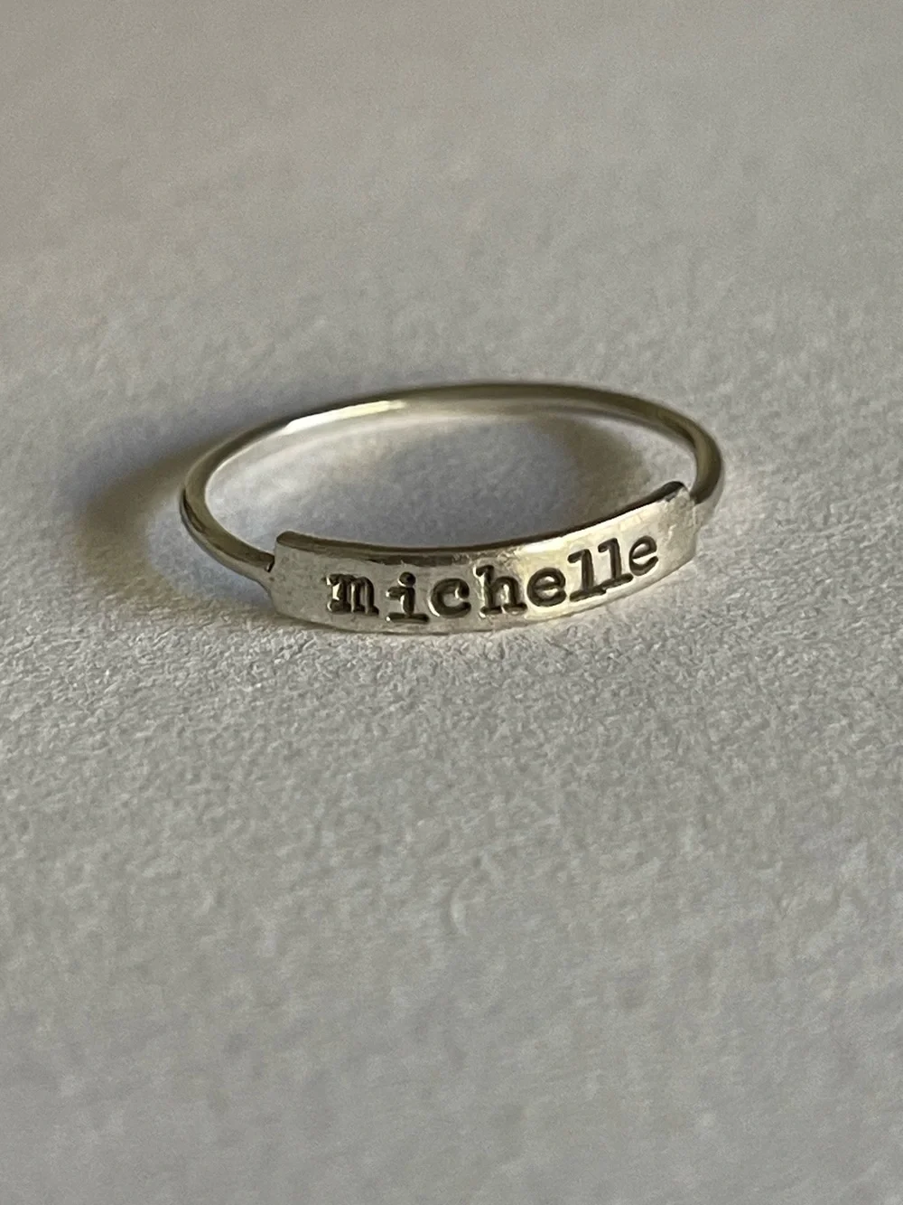 Personalized hand stamped 'michelle' 925 sterling Silver Name Ring